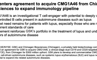 GSK再度来华收购创新药！签下8.5亿美元协议 拓展红斑狼疮管线