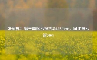 张家界：第三季度亏损约356.12万元，同比增亏近200%