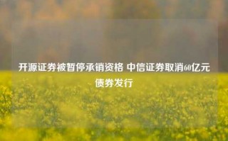 开源证券被暂停承销资格 中信证券取消60亿元债券发行