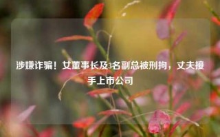 涉嫌诈骗！女董事长及3名副总被刑拘，丈夫接手上市公司