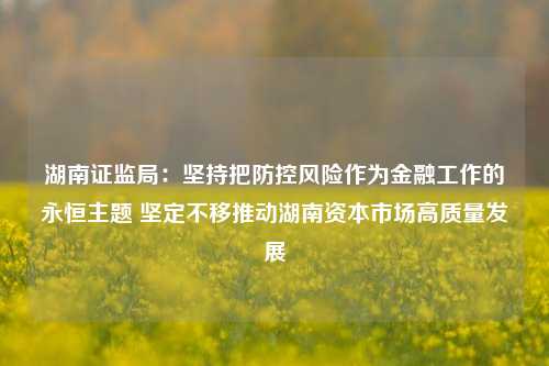 湖南证监局：坚持把防控风险作为金融工作的永恒主题 坚定不移推动湖南资本市场高质量发展-第1张图片-出行攻略网