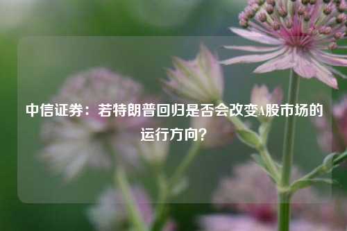 中信证券：若特朗普回归是否会改变A股市场的运行方向？-第1张图片-出行攻略网