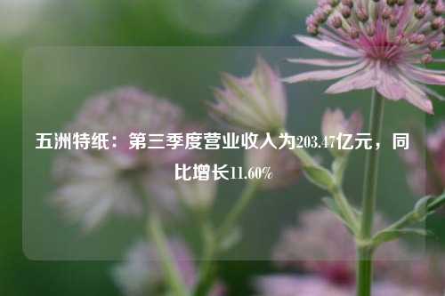 五洲特纸：第三季度营业收入为203.47亿元，同比增长11.60%-第1张图片-出行攻略网