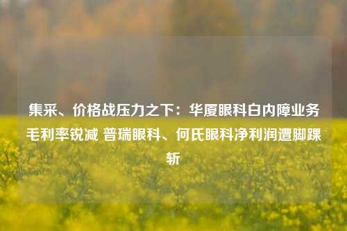 集采、价格战压力之下：华厦眼科白内障业务毛利率锐减 普瑞眼科、何氏眼科净利润遭脚踝斩-第1张图片-出行攻略网