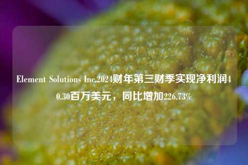 Element Solutions Inc.2024财年第三财季实现净利润40.30百万美元，同比增加226.73%-第1张图片-出行攻略网