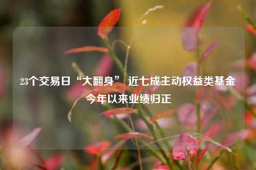 23个交易日“大翻身” 近七成主动权益类基金今年以来业绩归正-第1张图片-出行攻略网