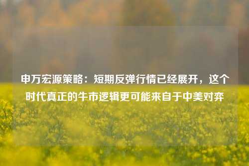 申万宏源策略：短期反弹行情已经展开，这个时代真正的牛市逻辑更可能来自于中美对弈