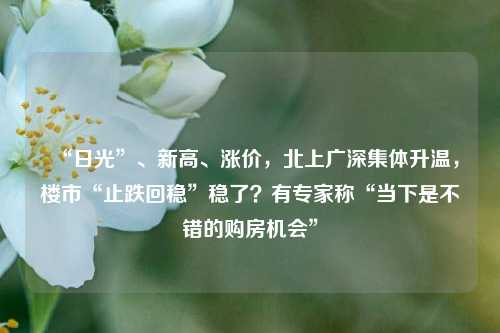 “日光”、新高、涨价，北上广深集体升温，楼市“止跌回稳”稳了？有专家称“当下是不错的购房机会”