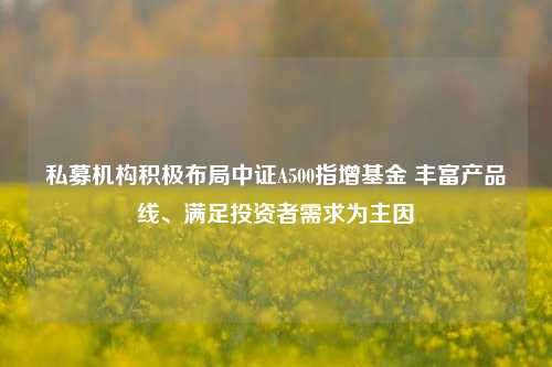 私募机构积极布局中证A500指增基金 丰富产品线、满足投资者需求为主因