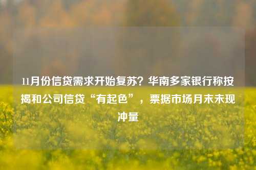 11月份信贷需求开始复苏？华南多家银行称按揭和公司信贷“有起色”，票据市场月末未现冲量