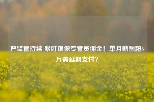 严监管持续 紧盯银保专管员佣金！单月薪酬超5万需延期支付？