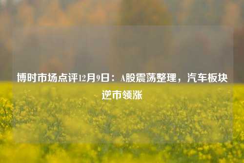 博时市场点评12月9日：A股震荡整理，汽车板块逆市领涨