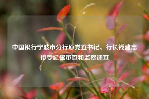 中国银行宁波市分行原党委书记、行长钱建忠接受纪律审查和监察调查